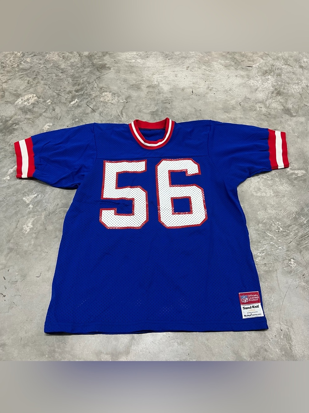Lawrence Taylor VTG Buffalo Bills Jersey Medalist Sand Knit NFL #56 Sz LG Rare
